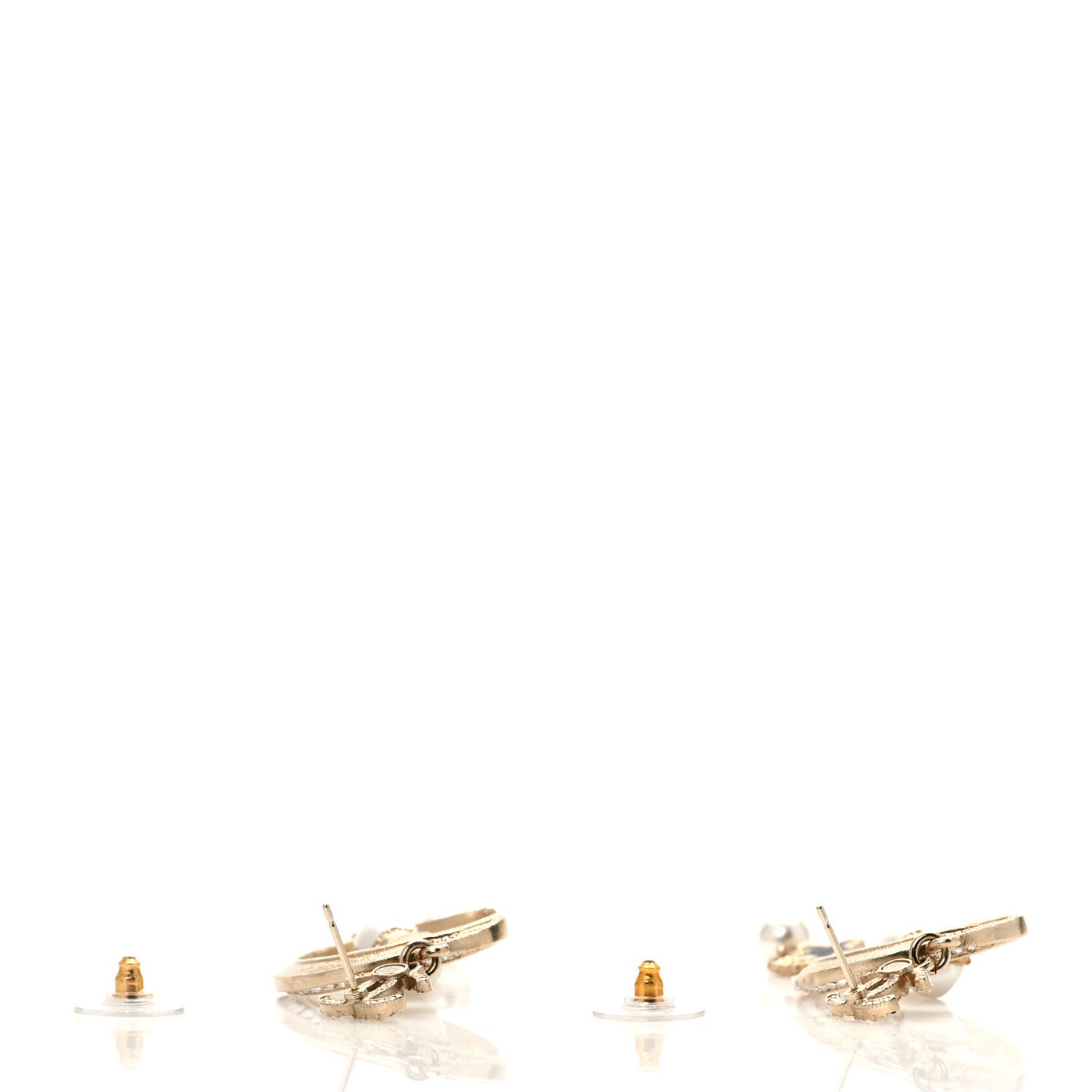 Metal Glass Crystal CC Cat Moon Earrings Gold