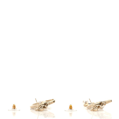 Chanel Metal Glass Crystal CC Cat Moon Earrings Gold 3 of 5