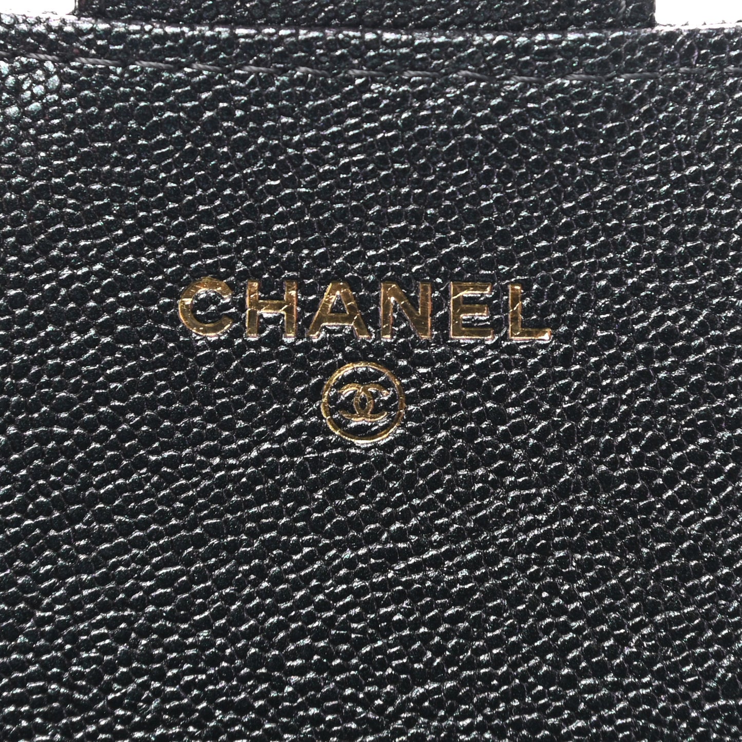 Iridescent Caviar Quilted Medium Flap Wallet Black