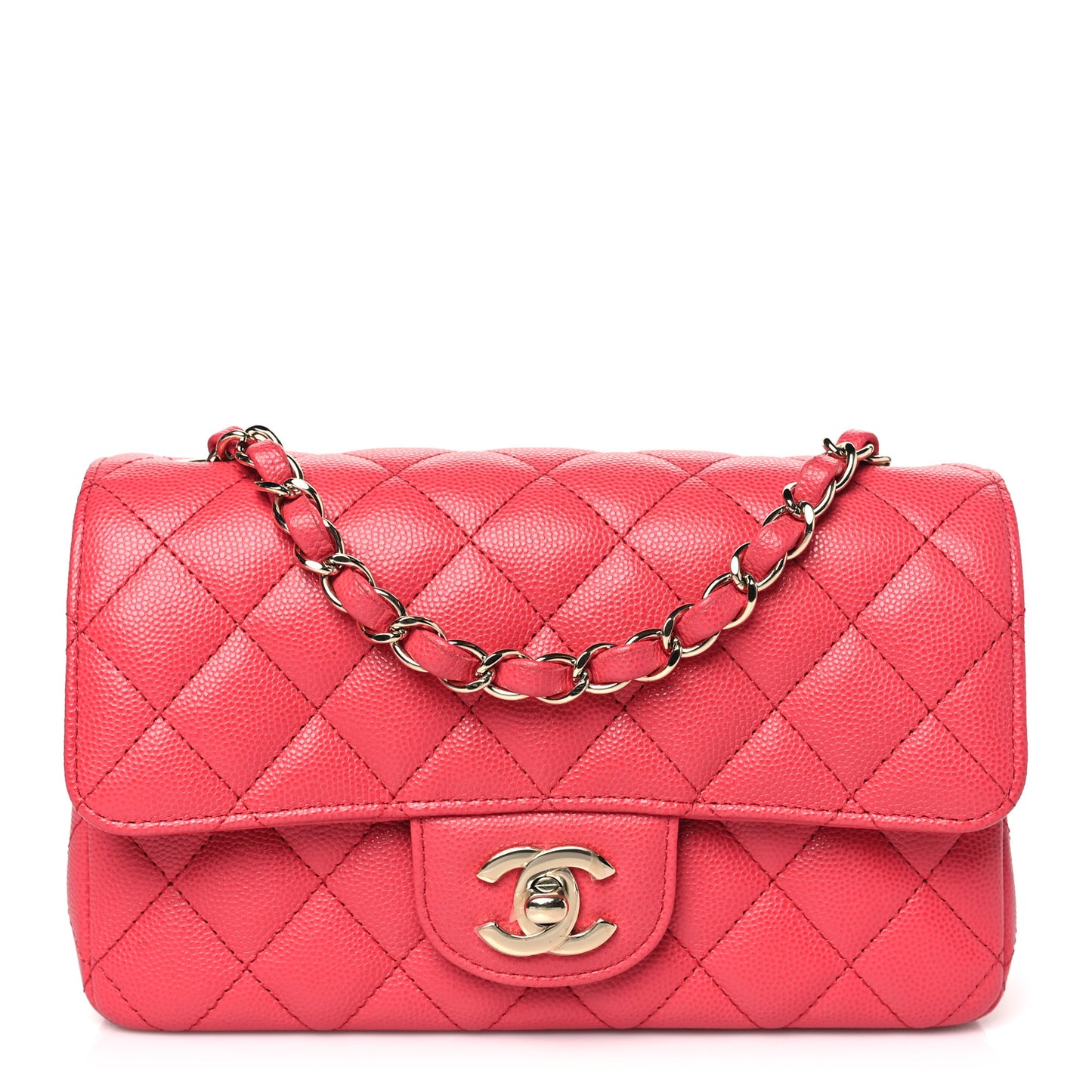 Caviar Quilted Mini Rectangular Flap Dark Pink