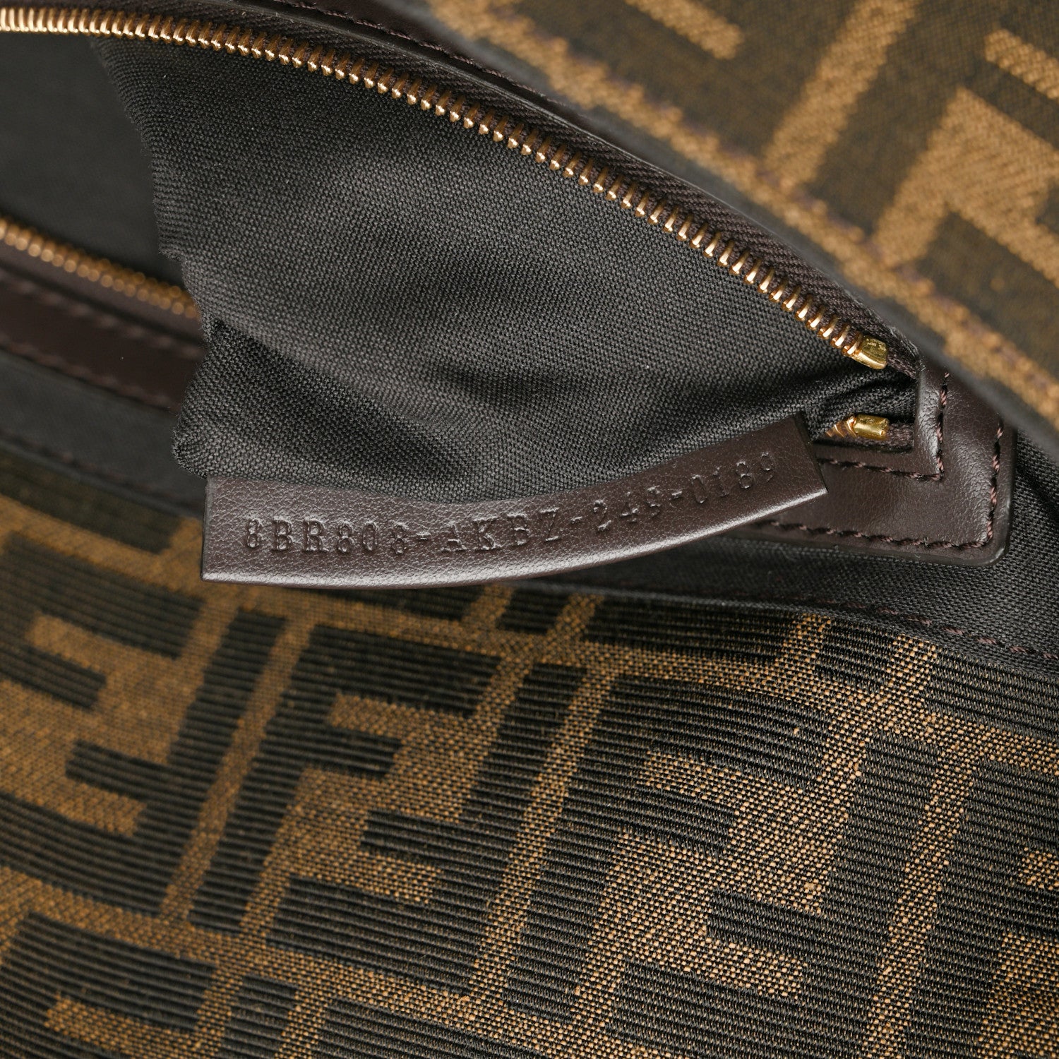 Fendi Fabric Jacquard FF 1974 Multipocket Baguette Tobacco Moro 7 of 12
