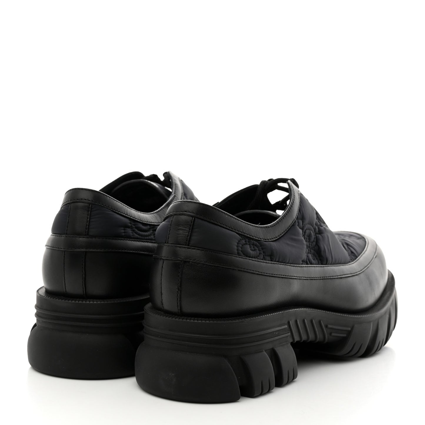 GG Nylon Monogram Romance Calfskin Mens Platform Loafers 11 Black