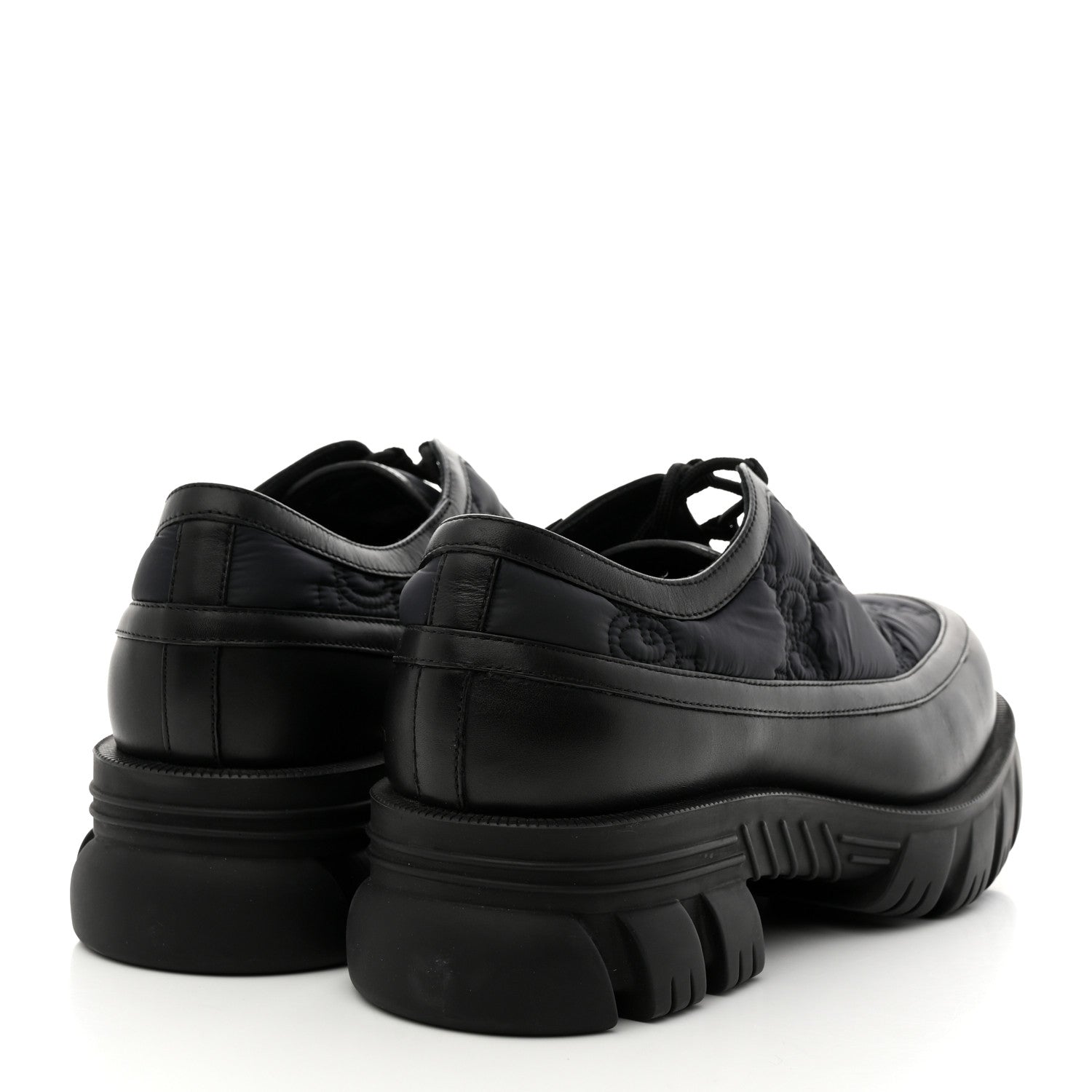 Gucci GG Nylon Monogram Romance Calfskin Mens Platform Loafers 11 Black 4 of 8