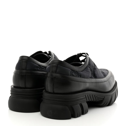 Gucci GG Nylon Monogram Romance Calfskin Mens Platform Loafers 11 Black 4 of 8
