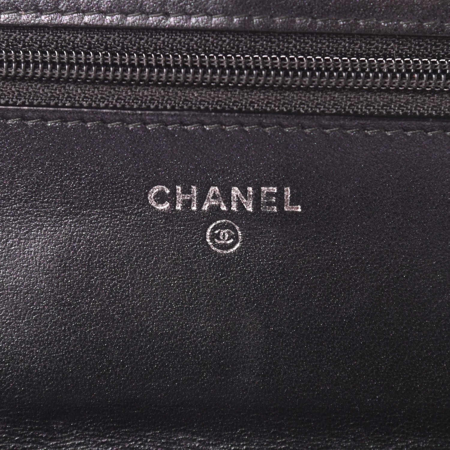 Chanel Patent Metallic Crumpled Calfskin Chevron Quilted Wallet On Chain WOC Black 6 of 10