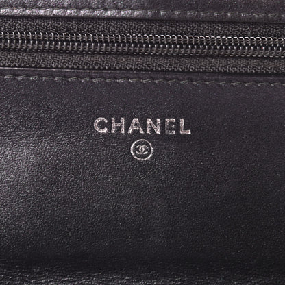 Chanel Patent Metallic Crumpled Calfskin Chevron Quilted Wallet On Chain WOC Black 6 of 10