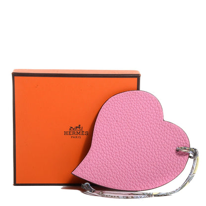 Hermes Togo Epsom Petit H Heart Bag Charm GM 5P Pink Bleu Electrique 5 of 5