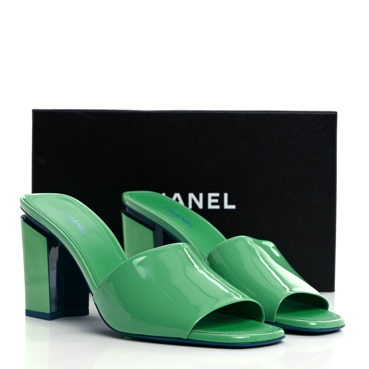 Chanel Patent CC Mules 41 Green Turquoise 9 of 9