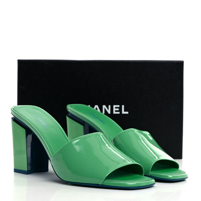 Chanel Patent CC Mules 41 Green Turquoise 9 of 9