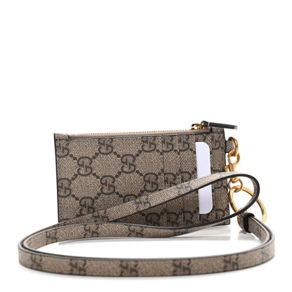 Gucci X BALENCIAGA GG Supreme Monogram Logo Card Case With Strap Beige Ebony 3 of 8