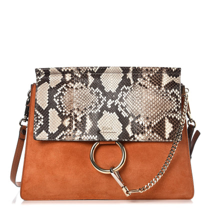Chloe Python Suede Medium Faye Shoulder Bag Tannish Red 1 of 7
