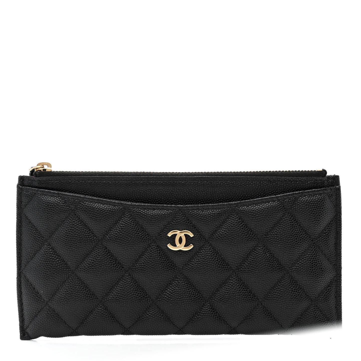 Caviar Quilted Classic Zip Pouch Black