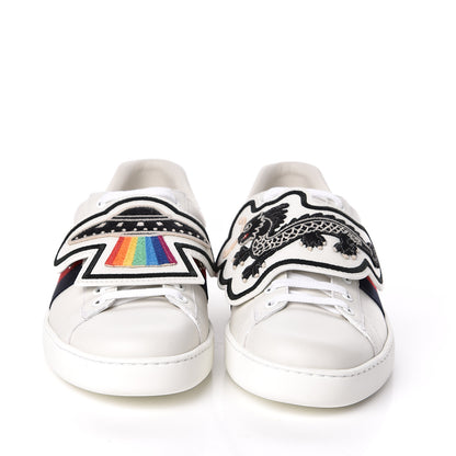 Gucci Calfskin Ayers Web UFO Dragon Embroidered Mens Ace Sneakers 7.5 White 2 of 10