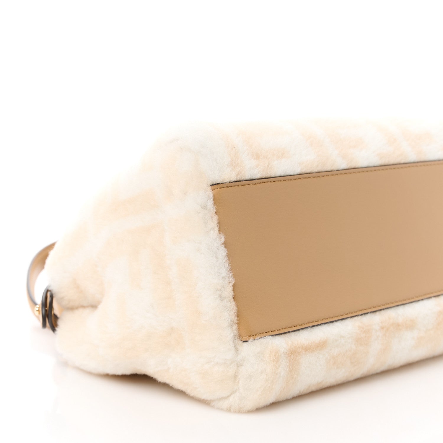 Fendi Shearling Nappa Macro FF 1974 Mini Peekaboo Iconic Satchel White Ice Cuoio Miele Scuro 10 of 11
