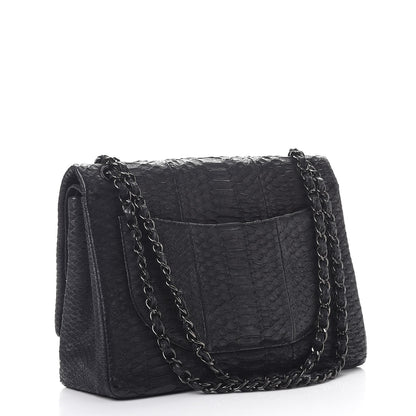Chanel Matte Python Maxi Double Flap Black 3 of 13