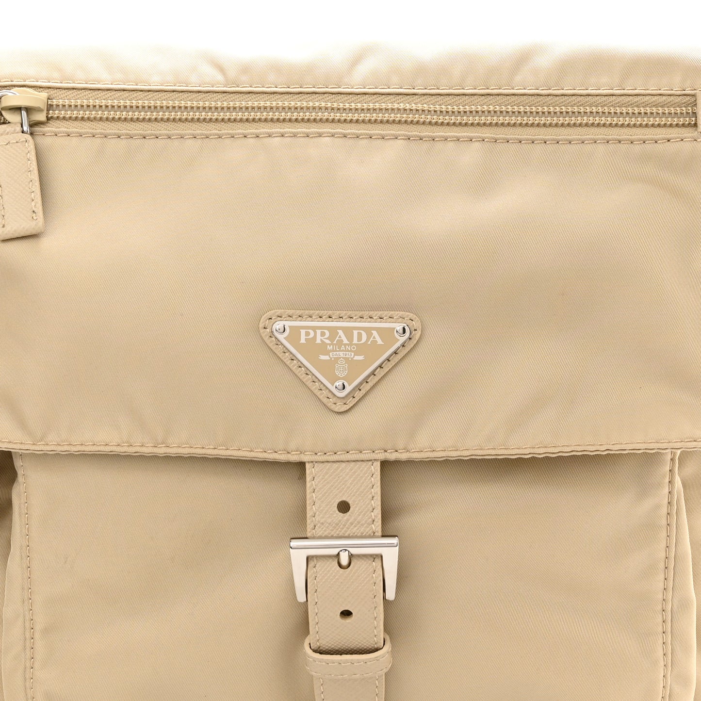 Re-Nylon Vela Saffiano Pocket Single Buckle Messenger Shoulder Bag Deserto