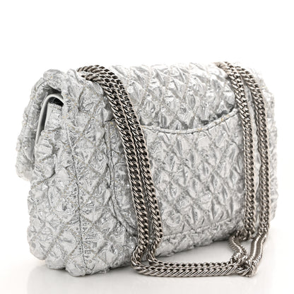 Chanel Metallic Lame Quilted Small Double Flap Silver 3 of 12