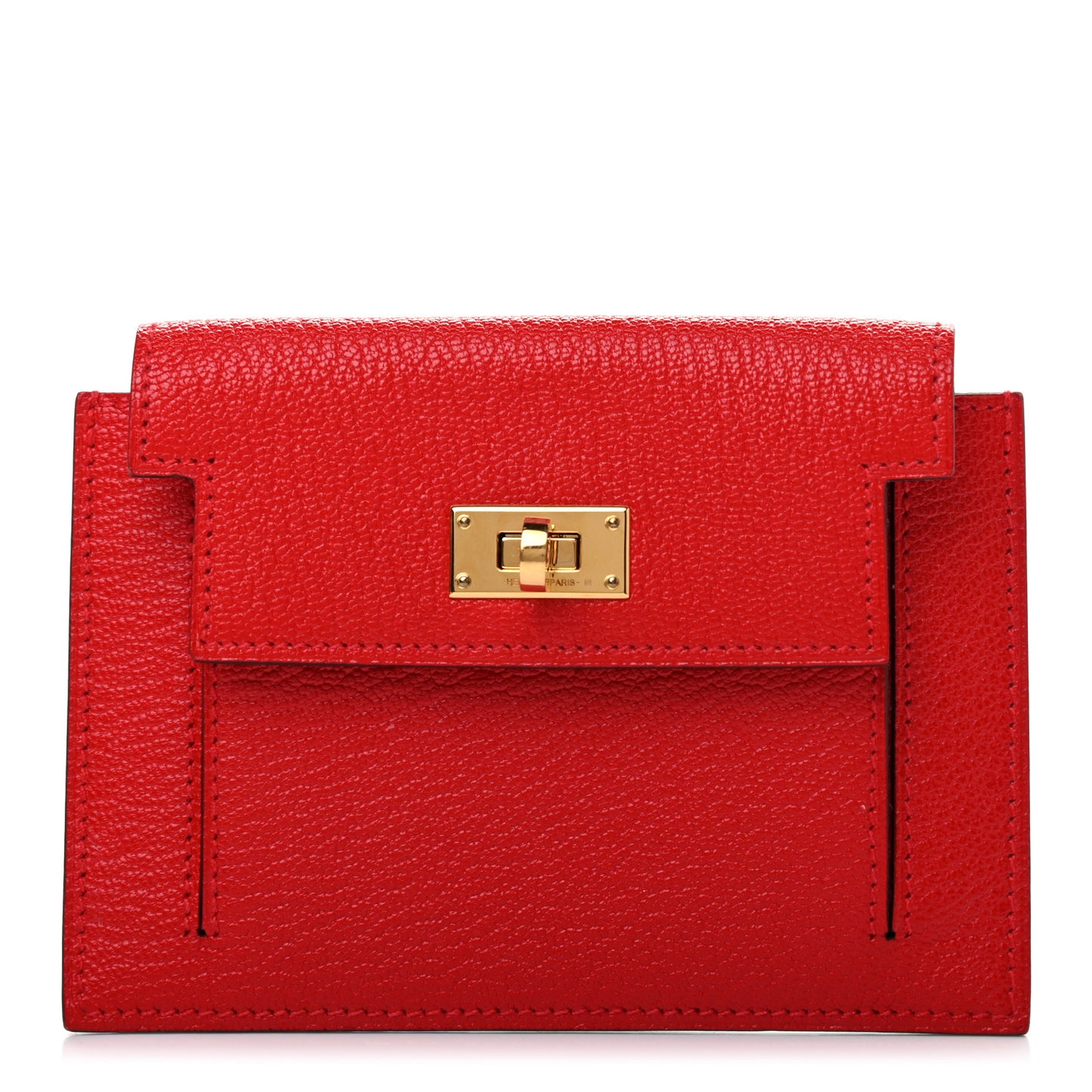 Chevre Mysore Kelly Pocket Compact Wallet Rouge de Coeur