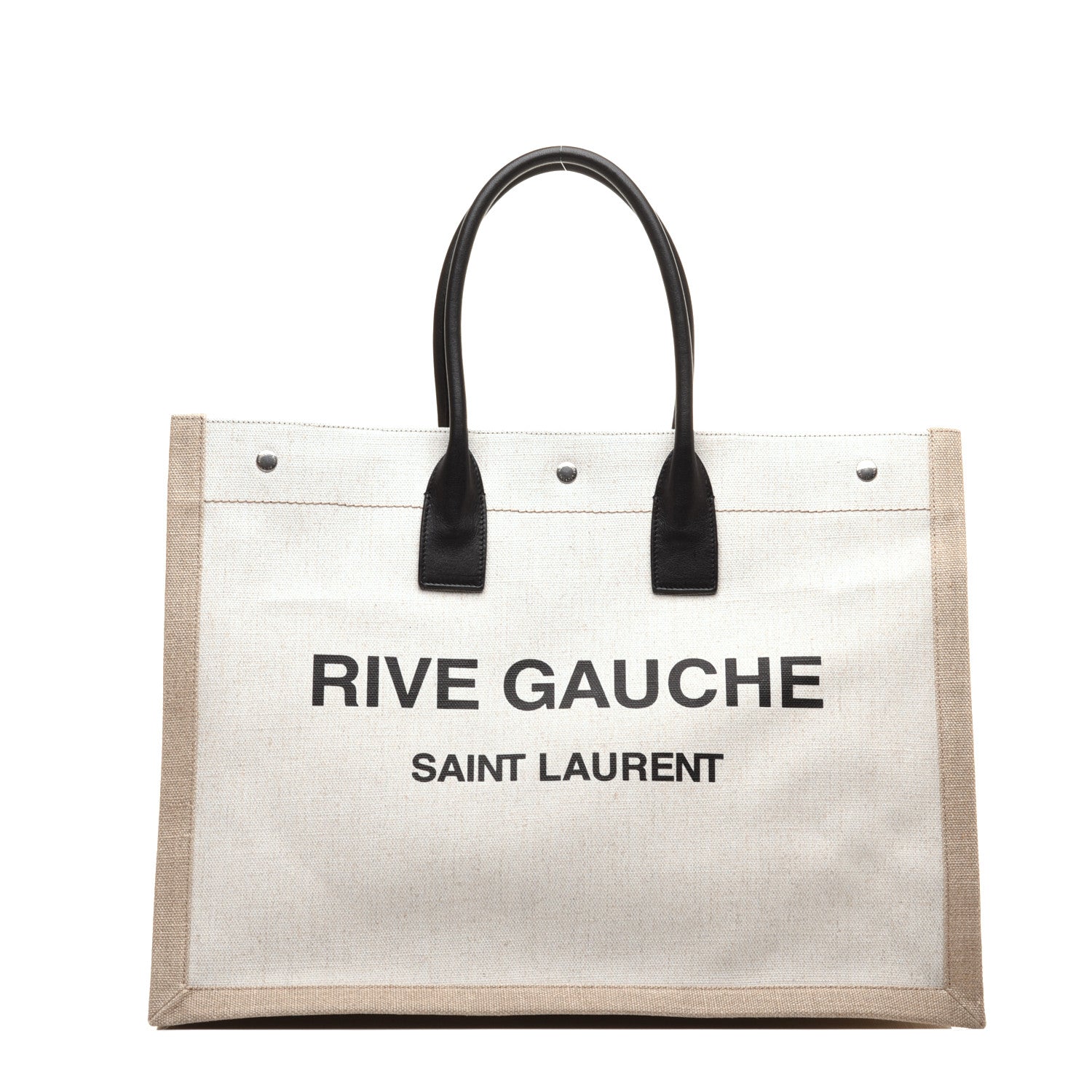 Saint Laurent Linen Calfskin Rive Gauche Tote Optic White 1 of 8