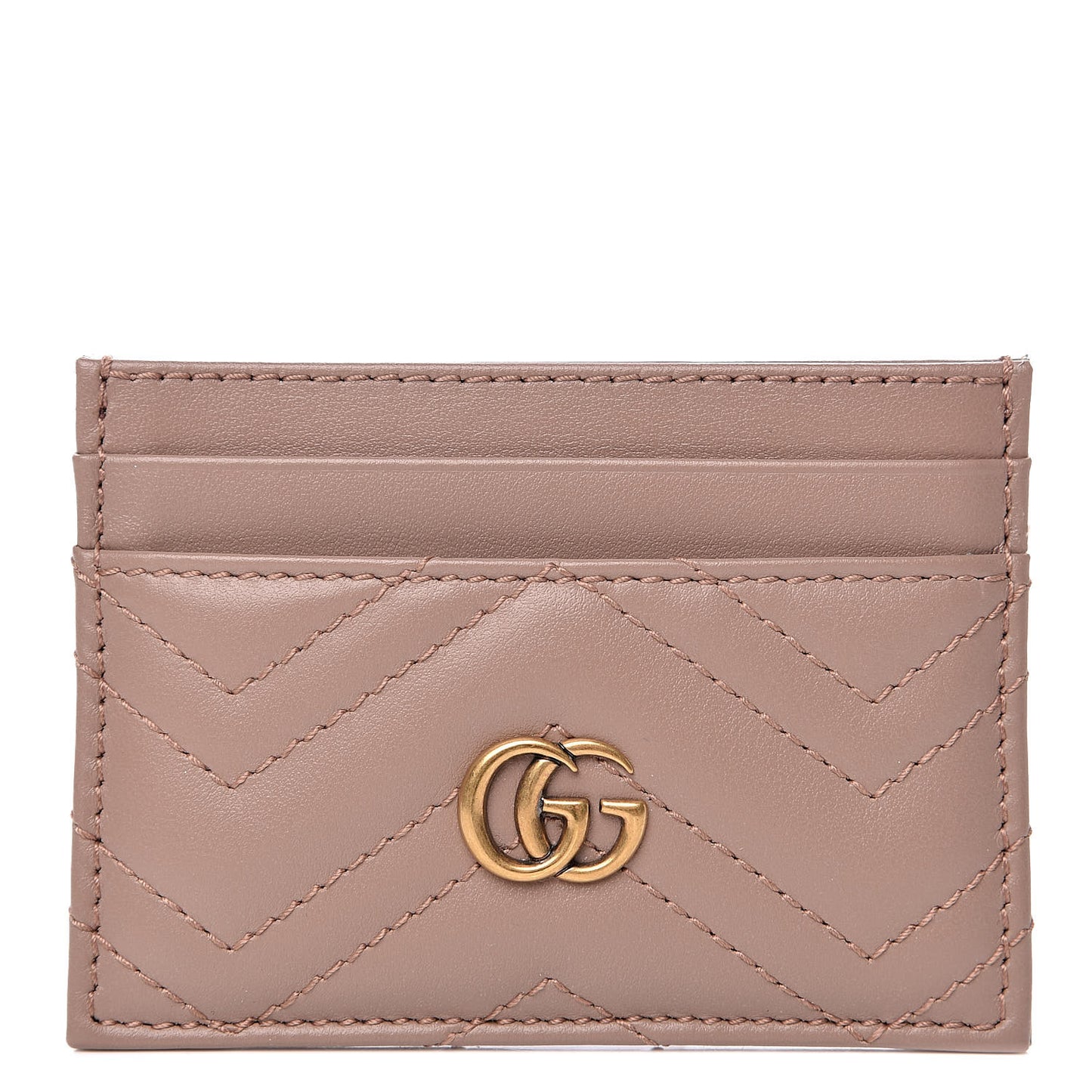 Calfskin Matelasse GG Marmont Card Holder Porcelain Rose