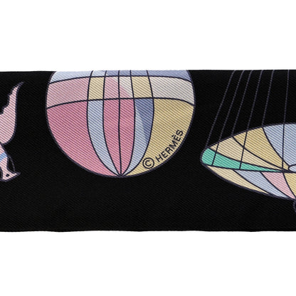 Hermes Silk Les Folies Du Ciel Twilly Black Jaune Soufre Multicolor 3 of 4