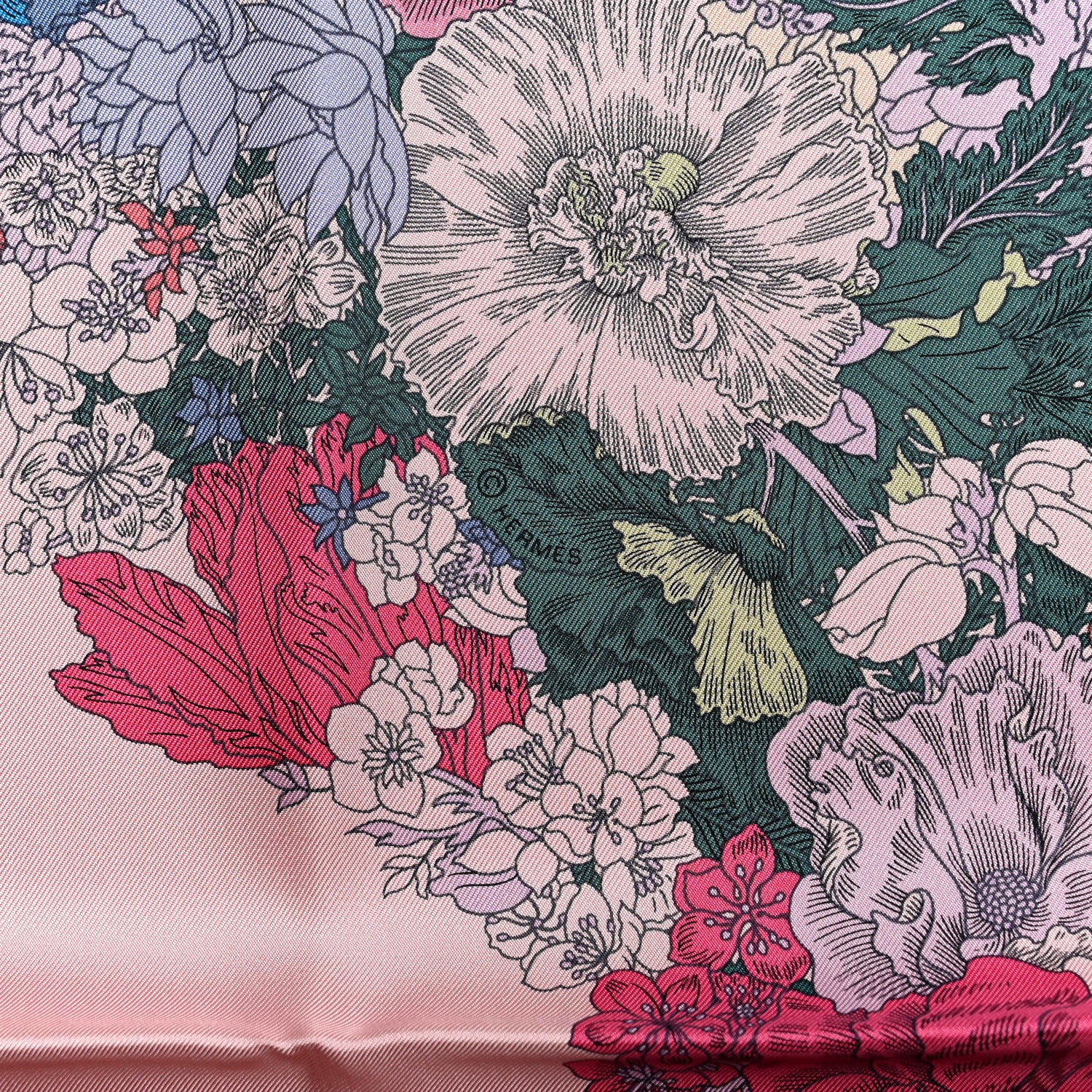 Hermes Silk Twill Robe Legere Scarf 90 Rose Hortensia Bleu 4 of 6