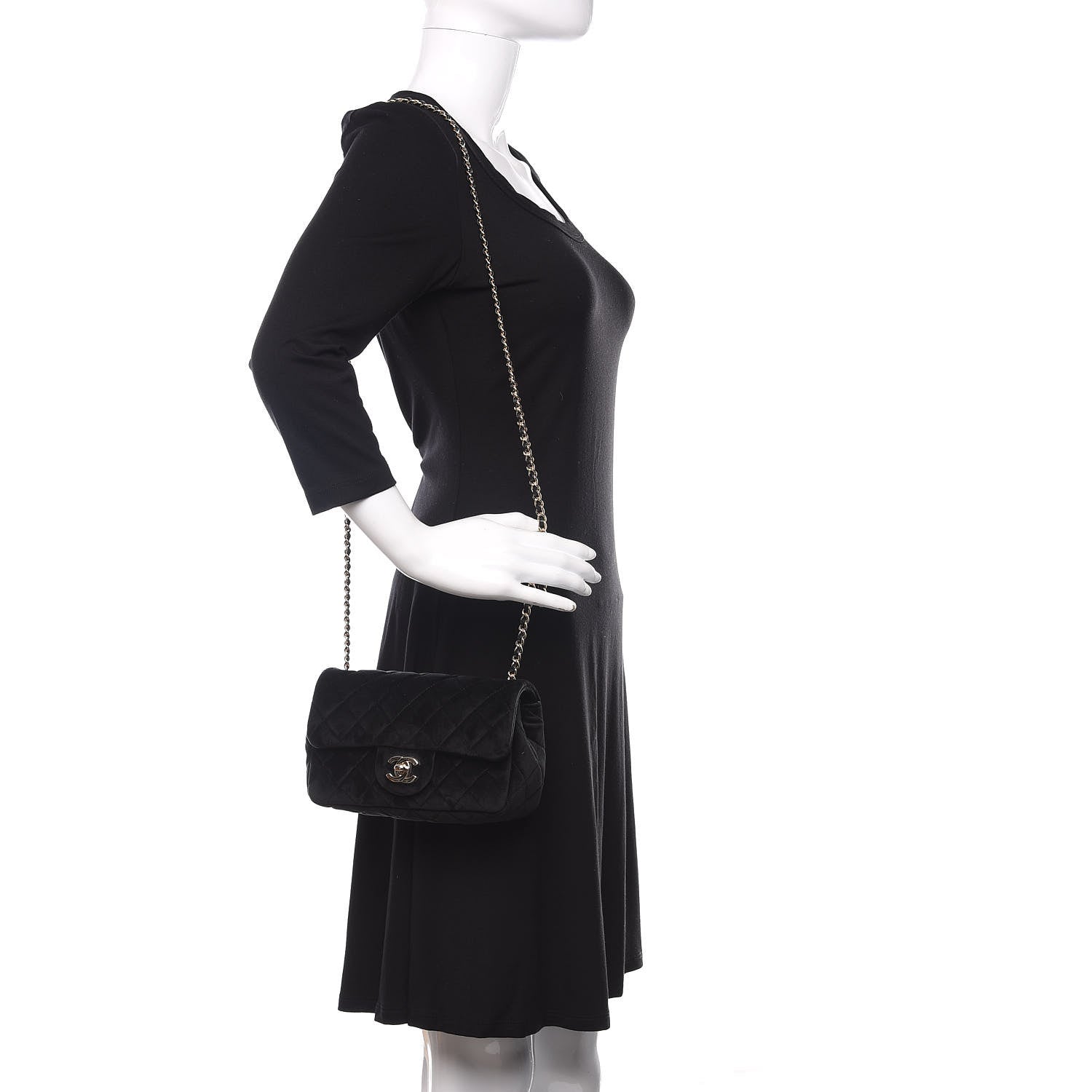 Chanel Velvet Quilted Mini Rectangular Pearl Crush Flap Black 2 of 10