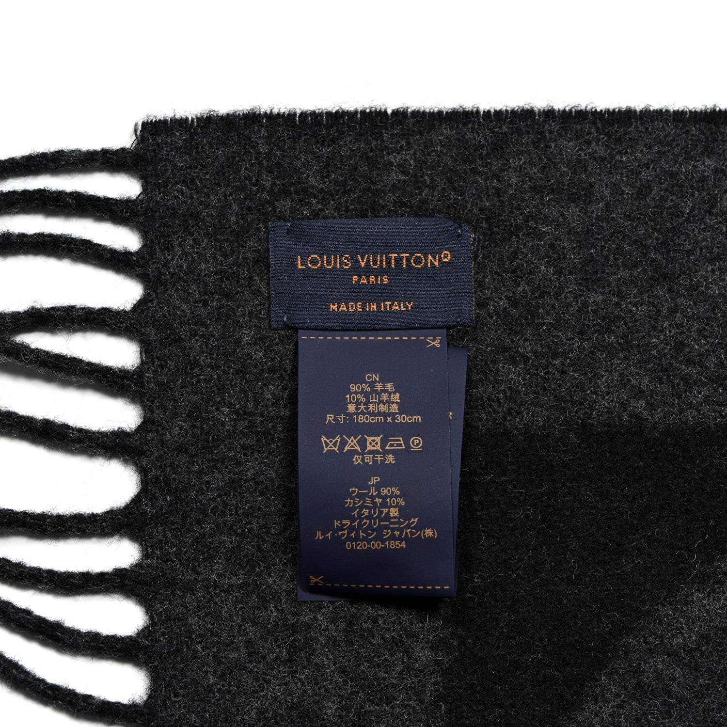 Louis Vuitton Lambswool Angora Cardiff Scarf Black Grey 3 of 3