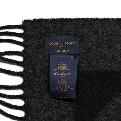 Louis Vuitton Lambswool Angora Cardiff Scarf Black Grey 3 of 3
