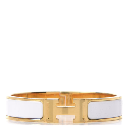 Hermes Enamel Narrow Clic Clac H Bracelet PM White 1 of 8