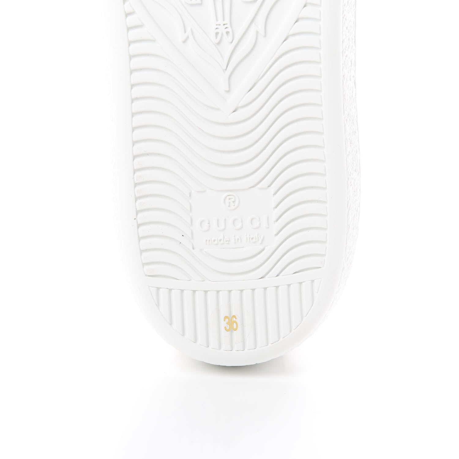 Gucci Calfskin Interlocking G Perforated Womens Ace Sneakers 36 White Grey Sky 6 of 8