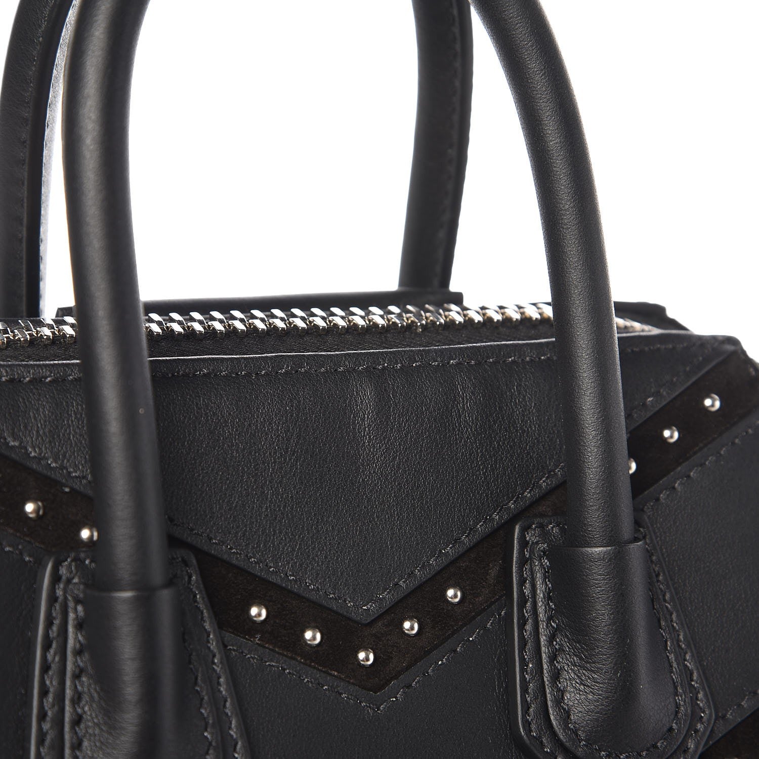 Givenchy Calfskin Suede Mini Studded Chevron Antigona Black 18 of 18