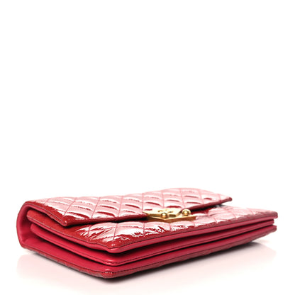 Chanel Patent Goatskin Quilted Small 3 Pocket Accordion Flap Red 4 of 10