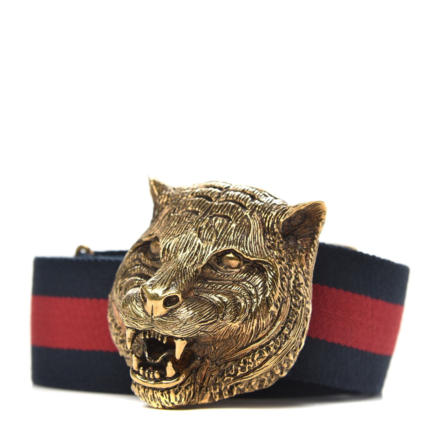 Gucci Web Feline Buckle Belt 75 30 Blue Red 1 of 4