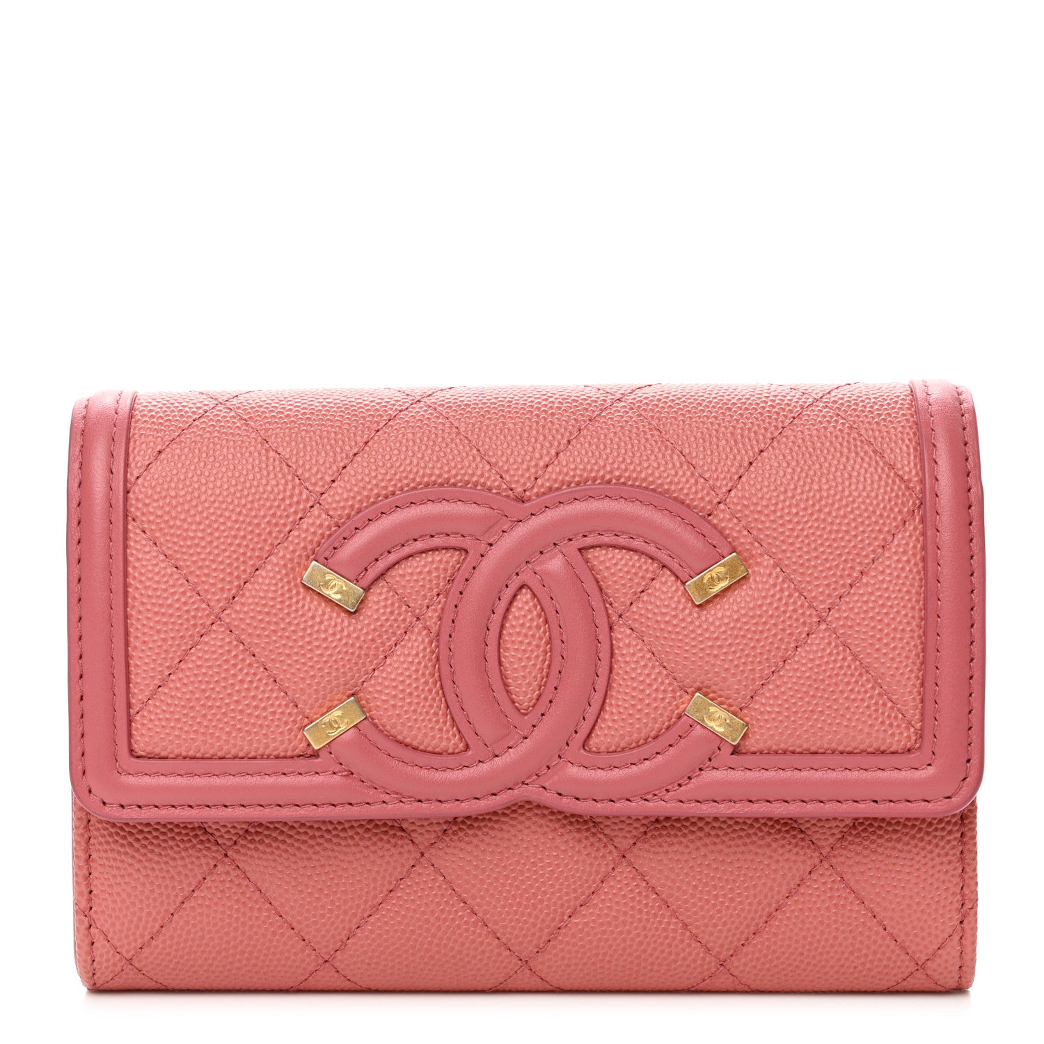 Chanel Caviar Quilted Medium Filigree Flap Wallet Pink 1 of 9