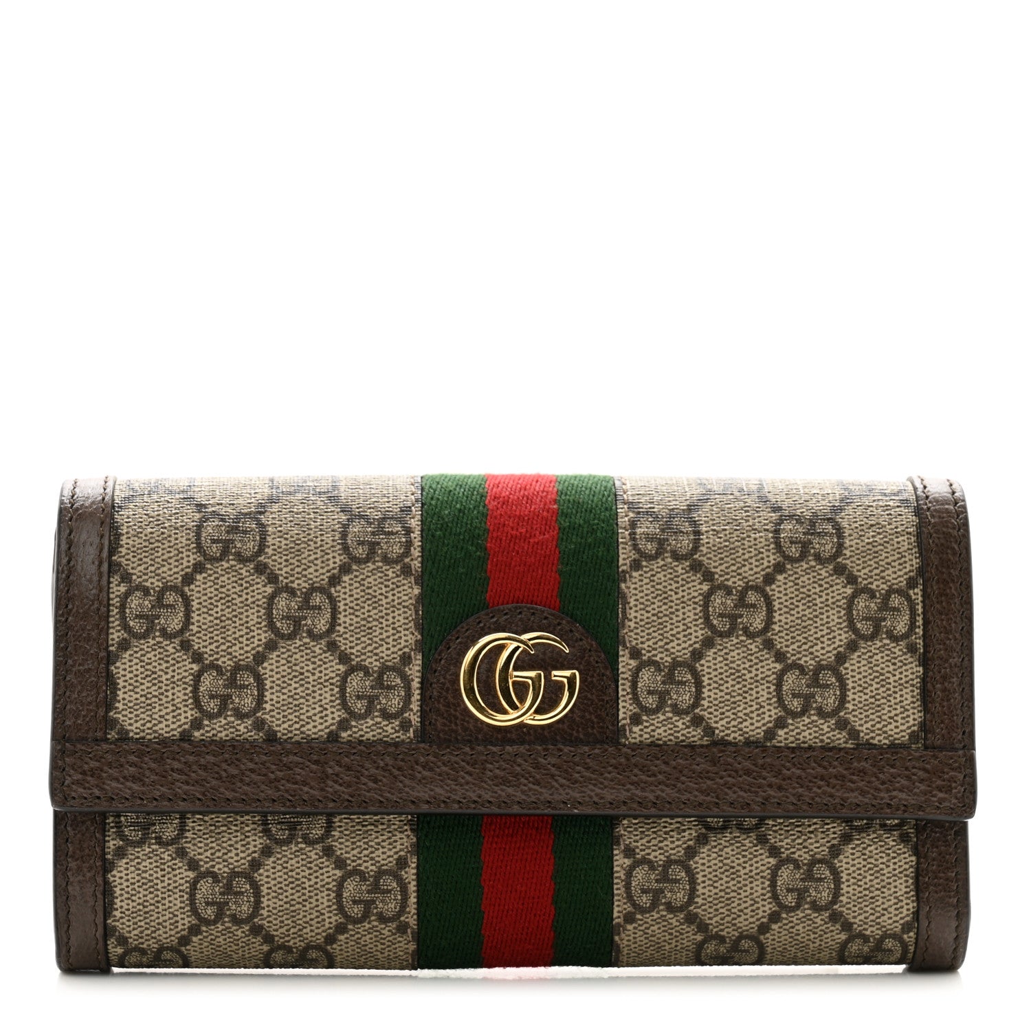 Gucci GG Supreme Monogram Web Ophidia Continental Wallet Brown 1 of 10