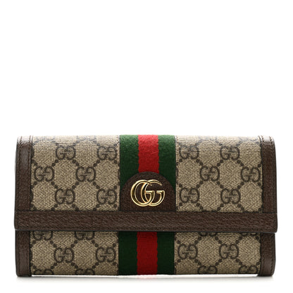Gucci GG Supreme Monogram Web Ophidia Continental Wallet Brown 1 of 10