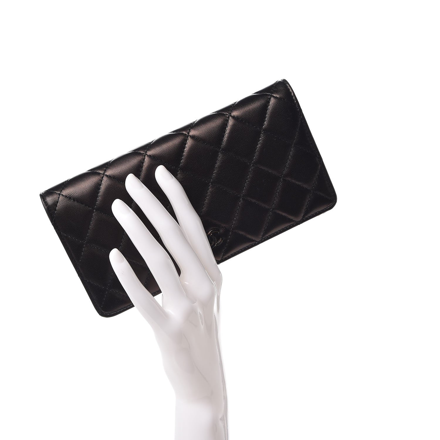 Chanel Lambskin Quilted Yen Wallet Black 2 of 11