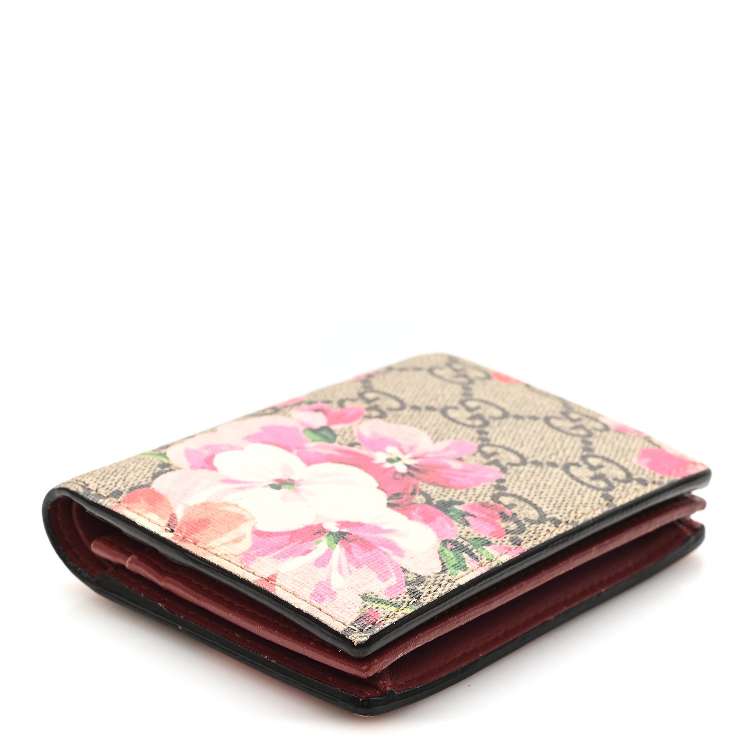 Gucci GG Supreme Monogram Blooms Card Case Beige Multicolor Dry Rose 4 of 7