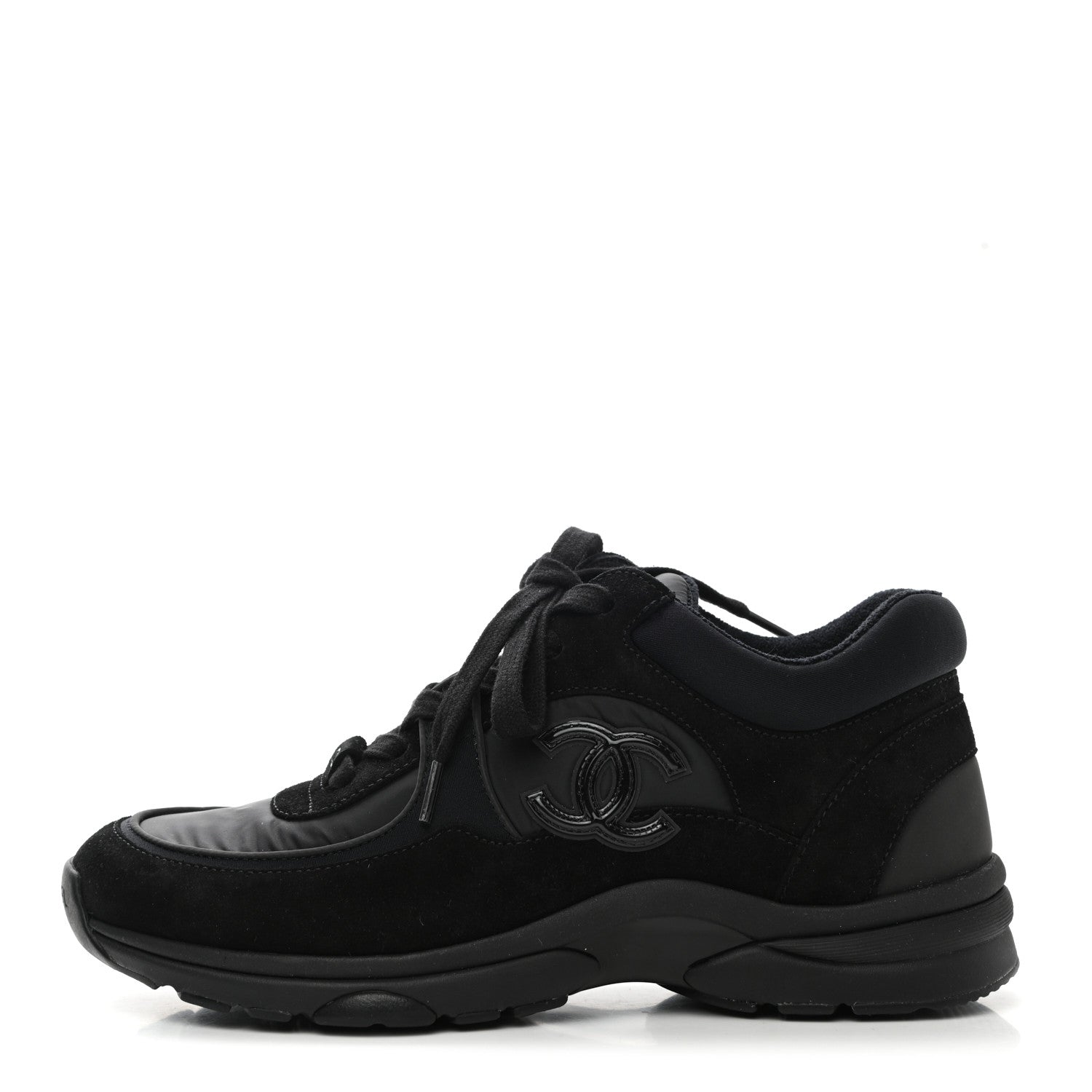Chanel Suede Calfskin Mixed Fibers CC Sneakers 37 Black 1 of 9