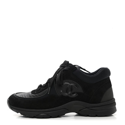 Chanel Suede Calfskin Mixed Fibers CC Sneakers 37 Black 1 of 9