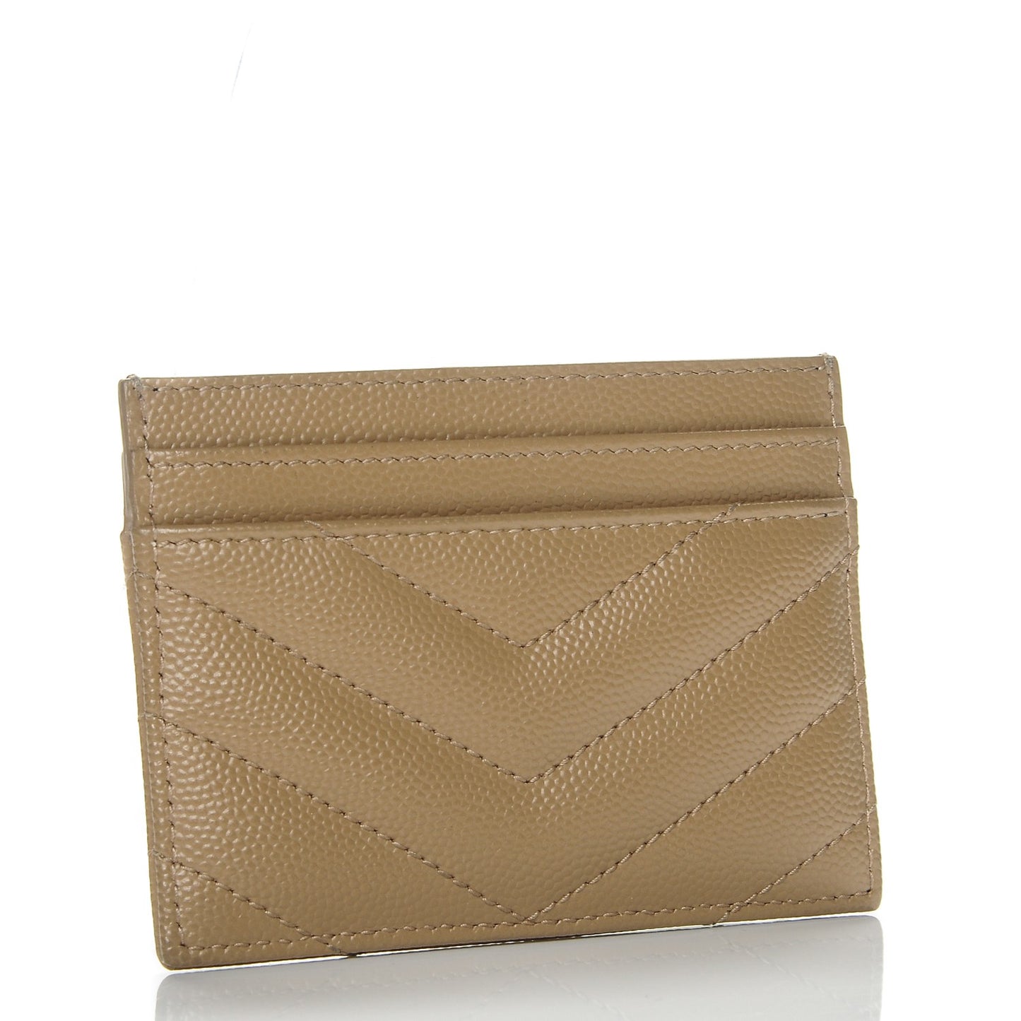 Grain De Poudre Matelasse Chevron Monogram Credit Card Case Dark Beige