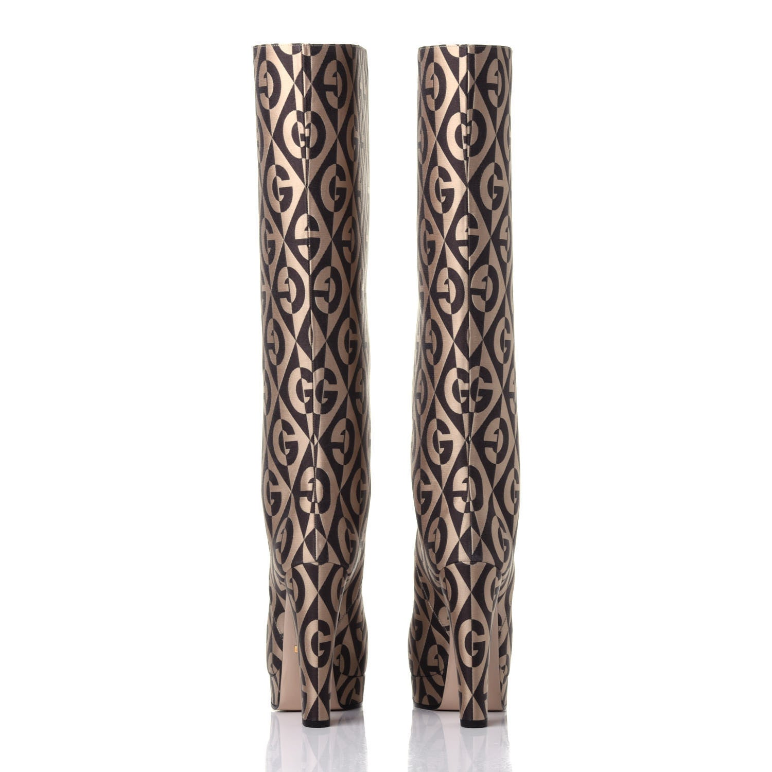 Gucci Fabric G Rhombus Print Platform Boots 39.5 Beige Cocoa 5 of 11