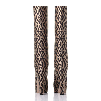 Gucci Fabric G Rhombus Print Platform Boots 39.5 Beige Cocoa 5 of 11