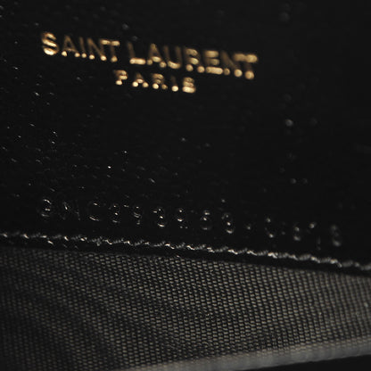 Saint Laurent Grain De Poudre Matelasse Chevron Monogram Envelope Chain Wallet Black 7 of 8