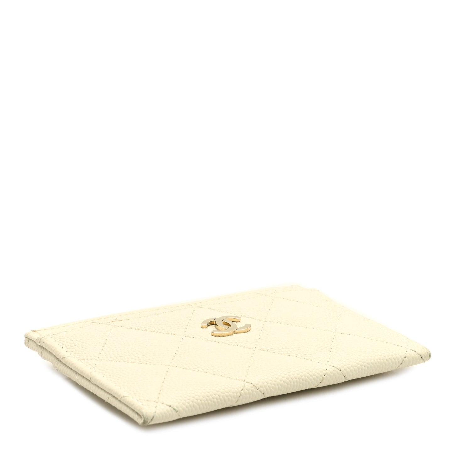 Caviar Quilted Card Holder White