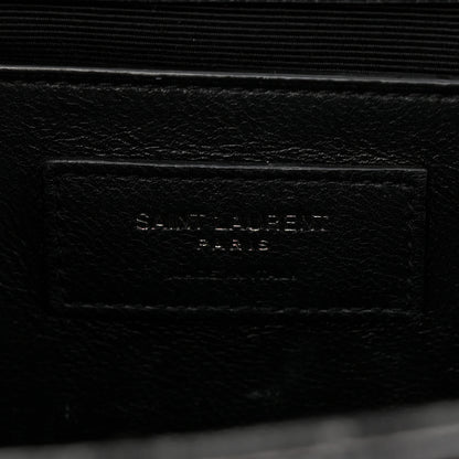 Saint Laurent Grain De Poudre Textured Mixed Matelasse Triquilt Medium Monogram Monochrome Satchel Black 6 of 11
