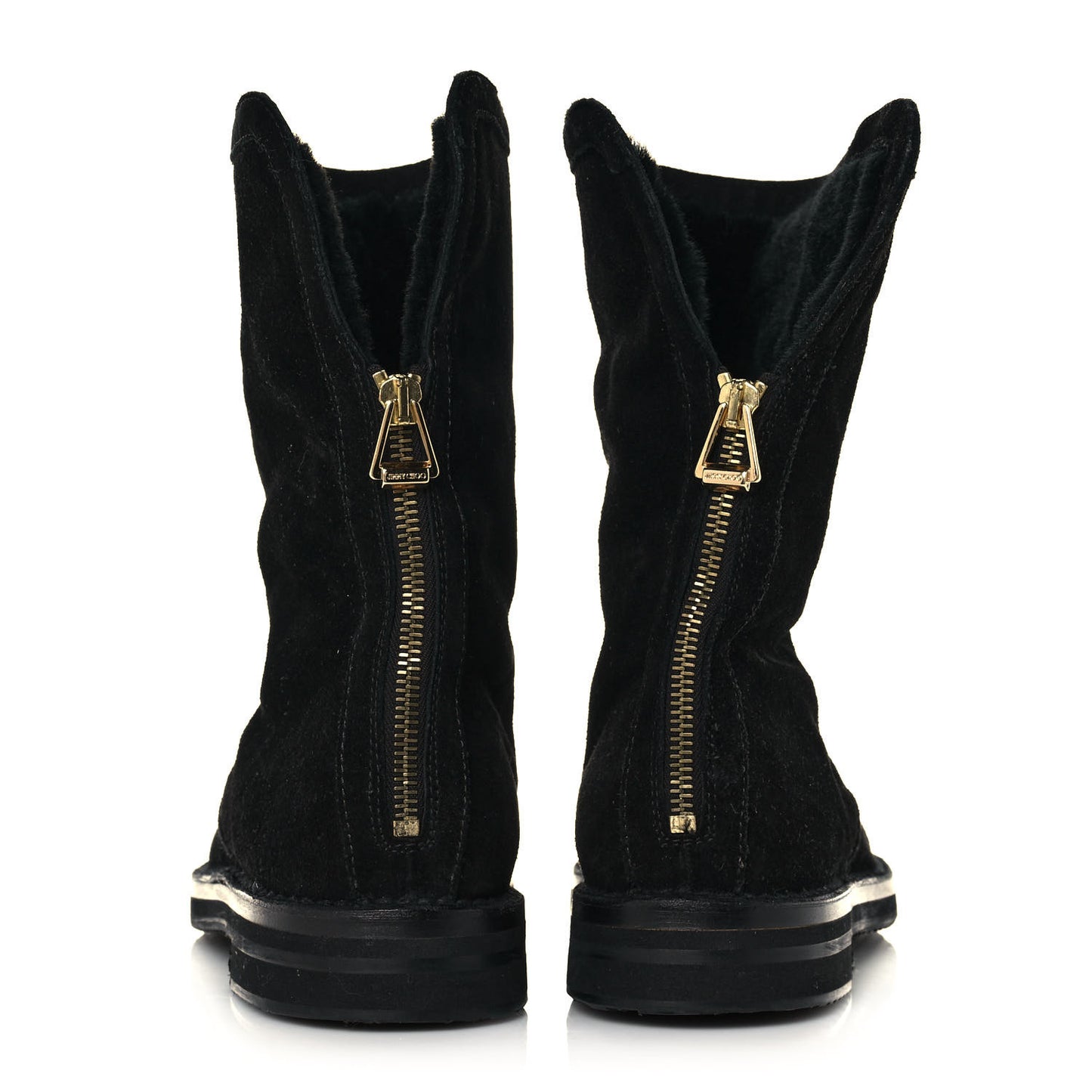 Suede Zip Boots 38.5 Black