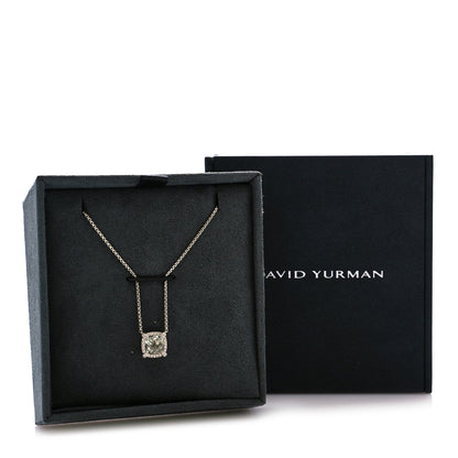David Yurman Sterling Silver Diamond Prasiolite 7mm Chatelaine Pendant Necklace 7 of 7