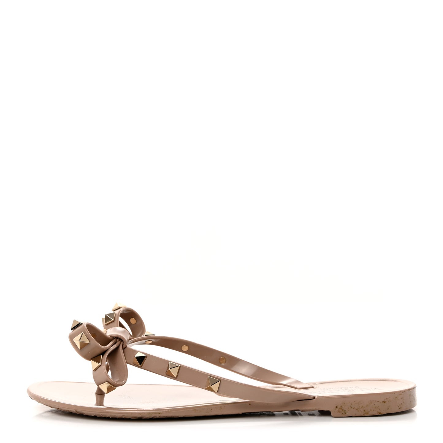 PVC Jelly Rockstud Bow Thong Sandals 38 Poudre